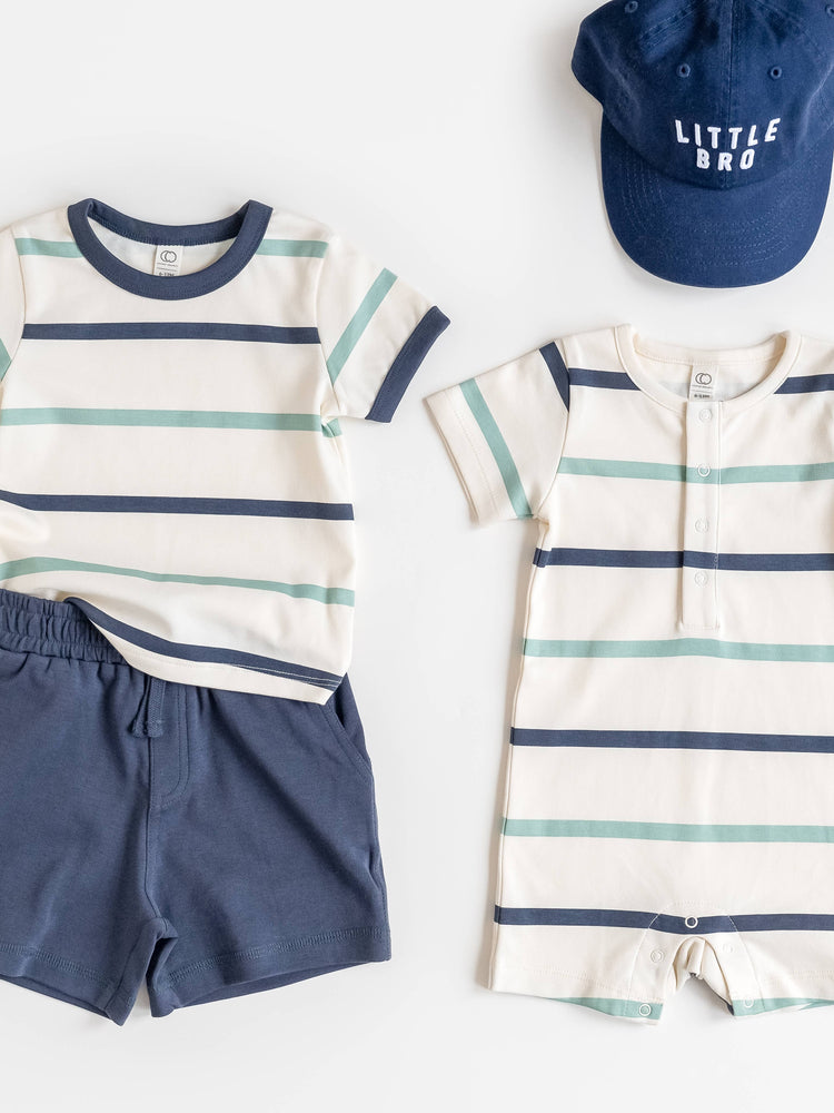 Organic Short Sleeve Stripe Romper