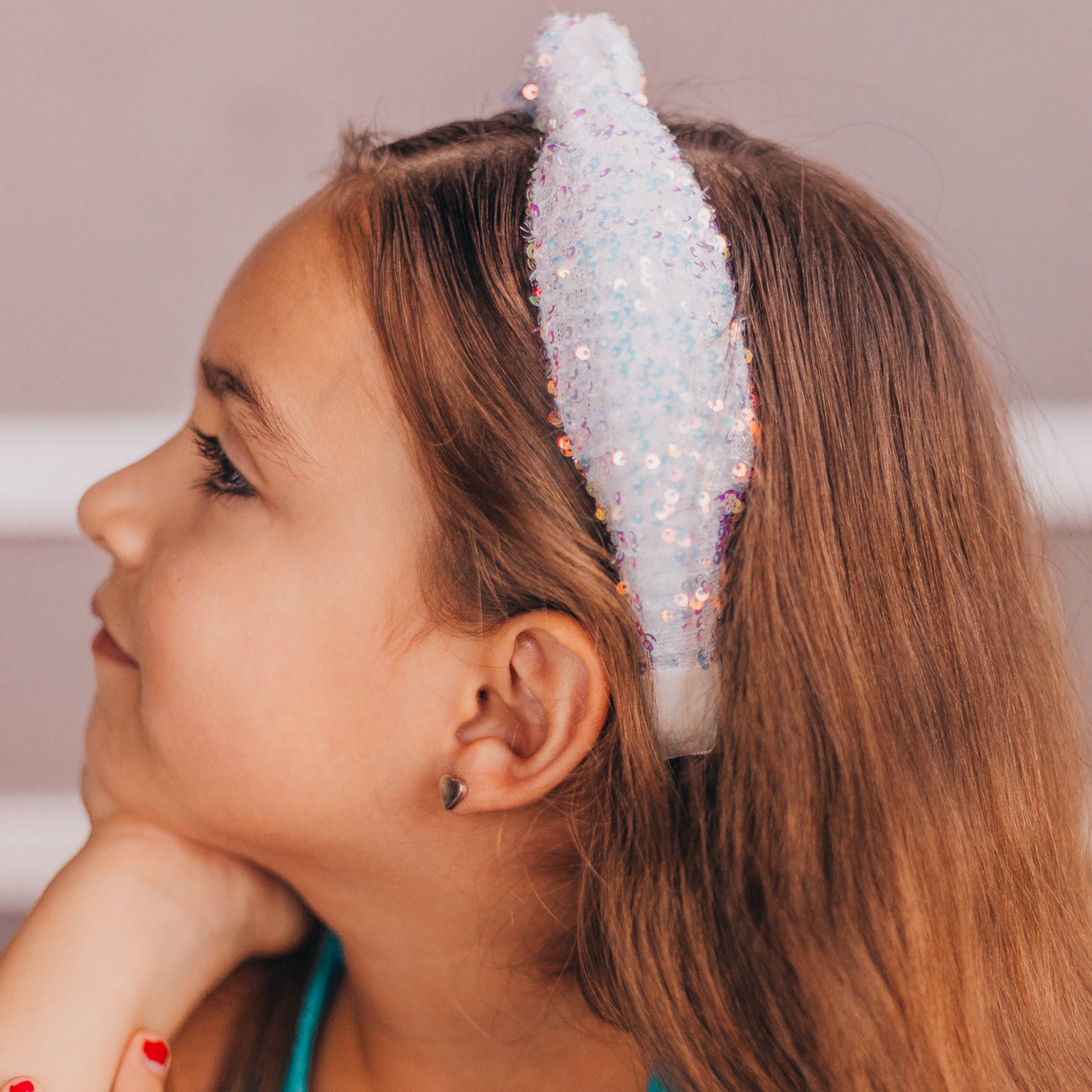 Kids Sequin Knot Headband | Purple or Rainbow