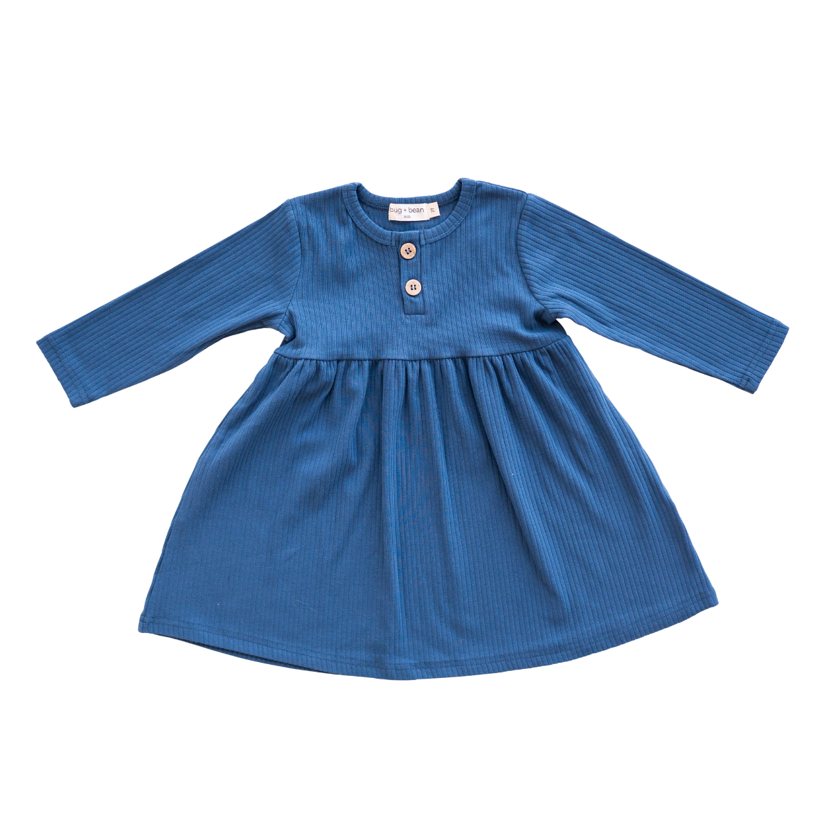 Organic Ribbed Cotton Dress  | Ocean Blue