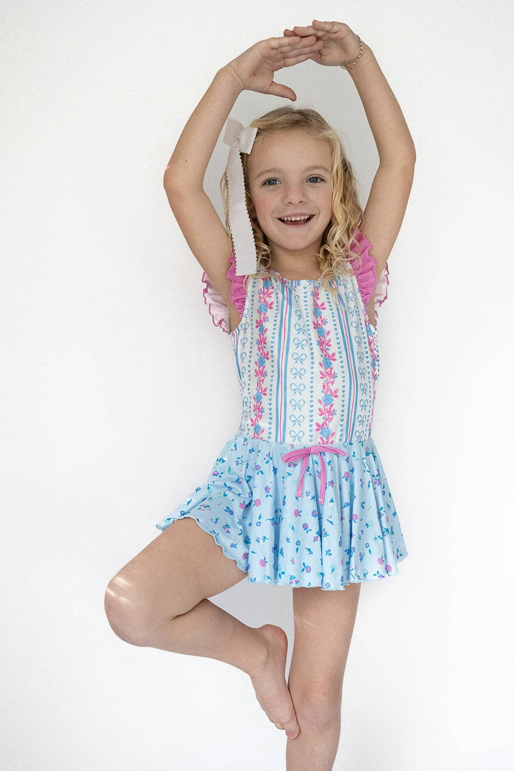 Farrah Leotard - Rosé Ribbon Luxe