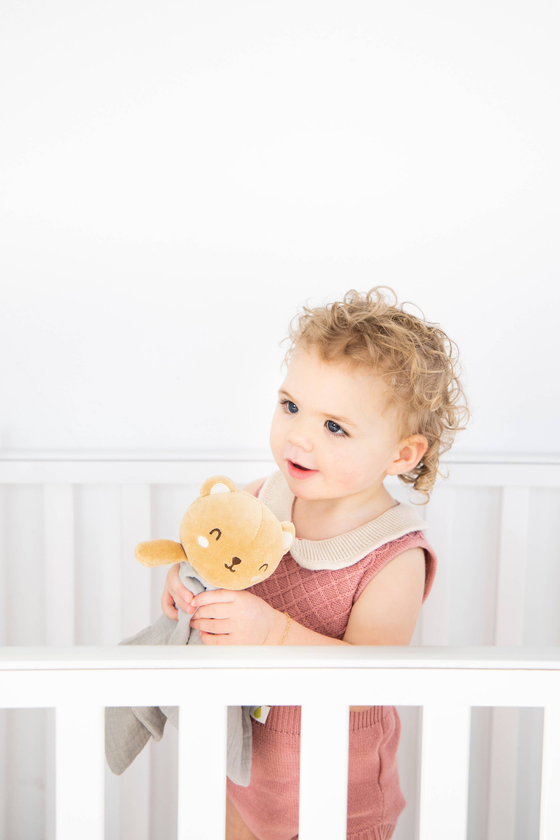 Bear Baby Lovey Snuggle Blanket, Organic Cotton Muslin
