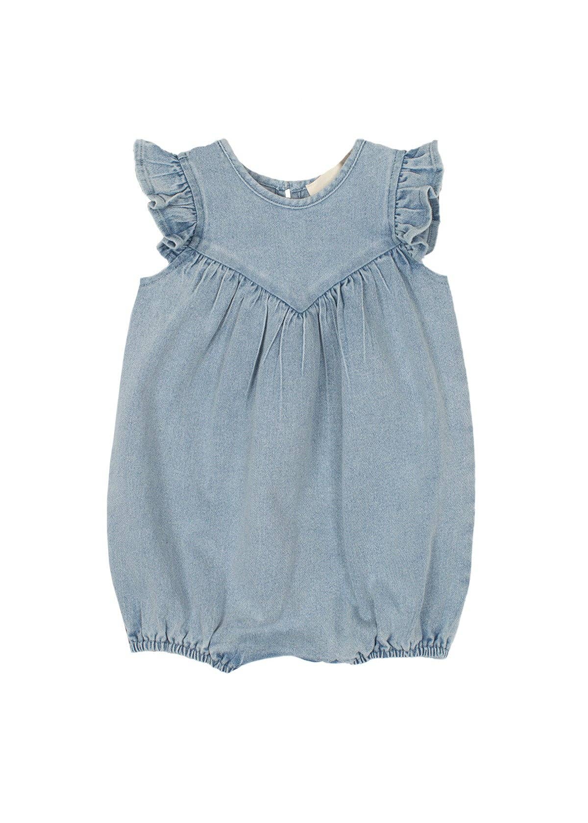 Denim Flutter Baby Romper