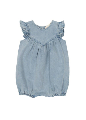 Denim Flutter Baby Romper