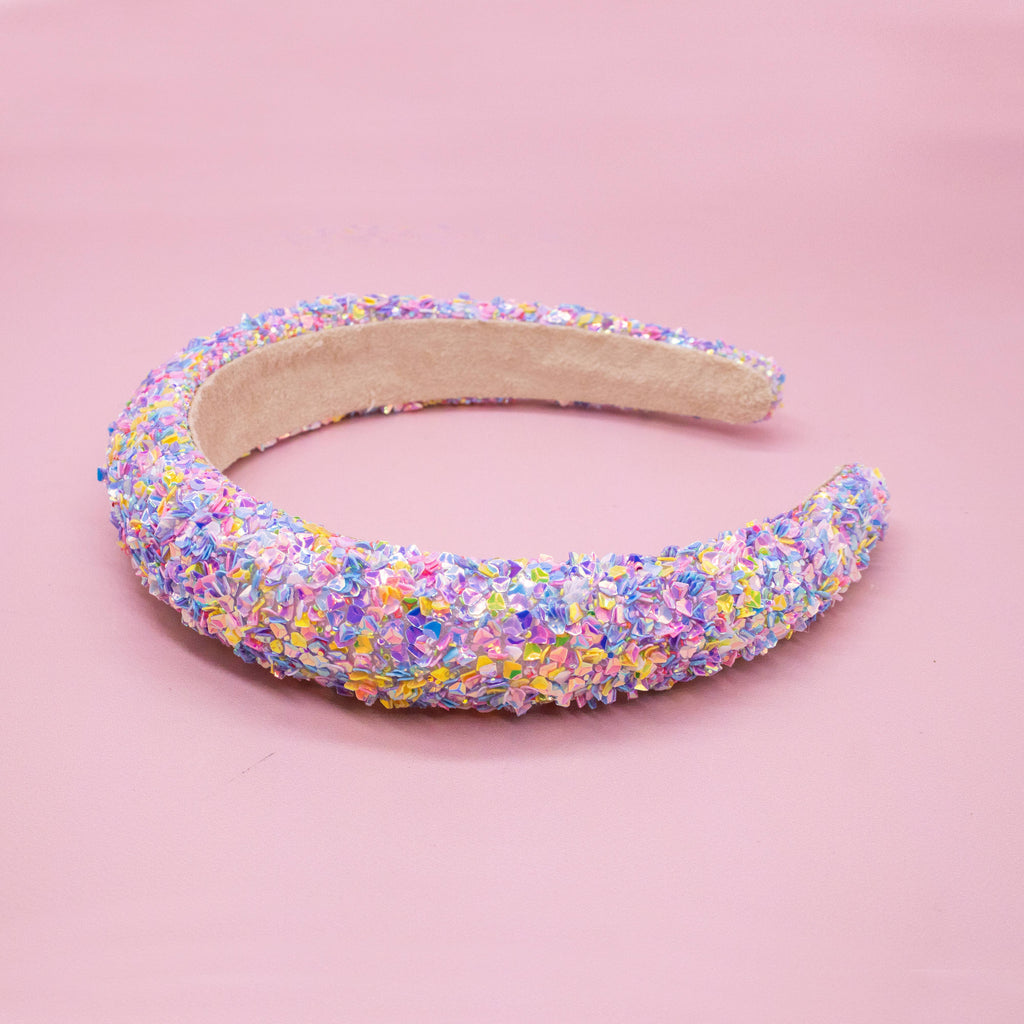 Kids Padded Chunky Sequin Headband | Blue or Multi-Color