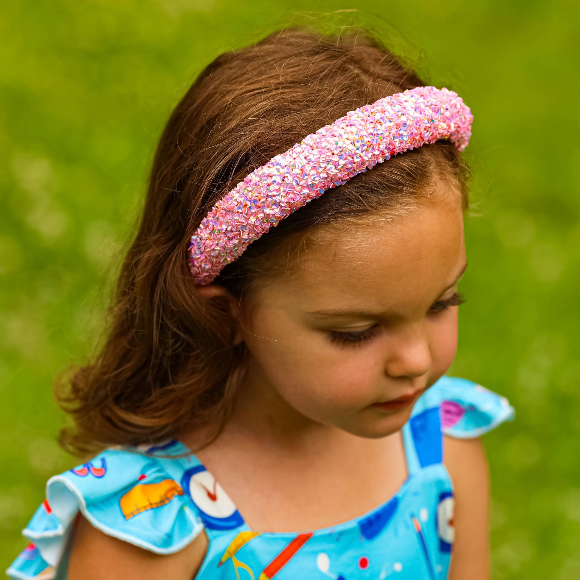 Kids Padded Chunky Sequin Headband | Blue or Multi-Color