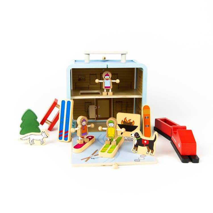 Swiss Ski Chalet Wooden Travel Toy – Jack Rabbit Suitcase Series