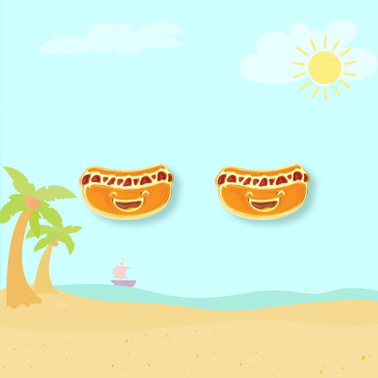 Happy Hot Dog Cutie Stud Earrings