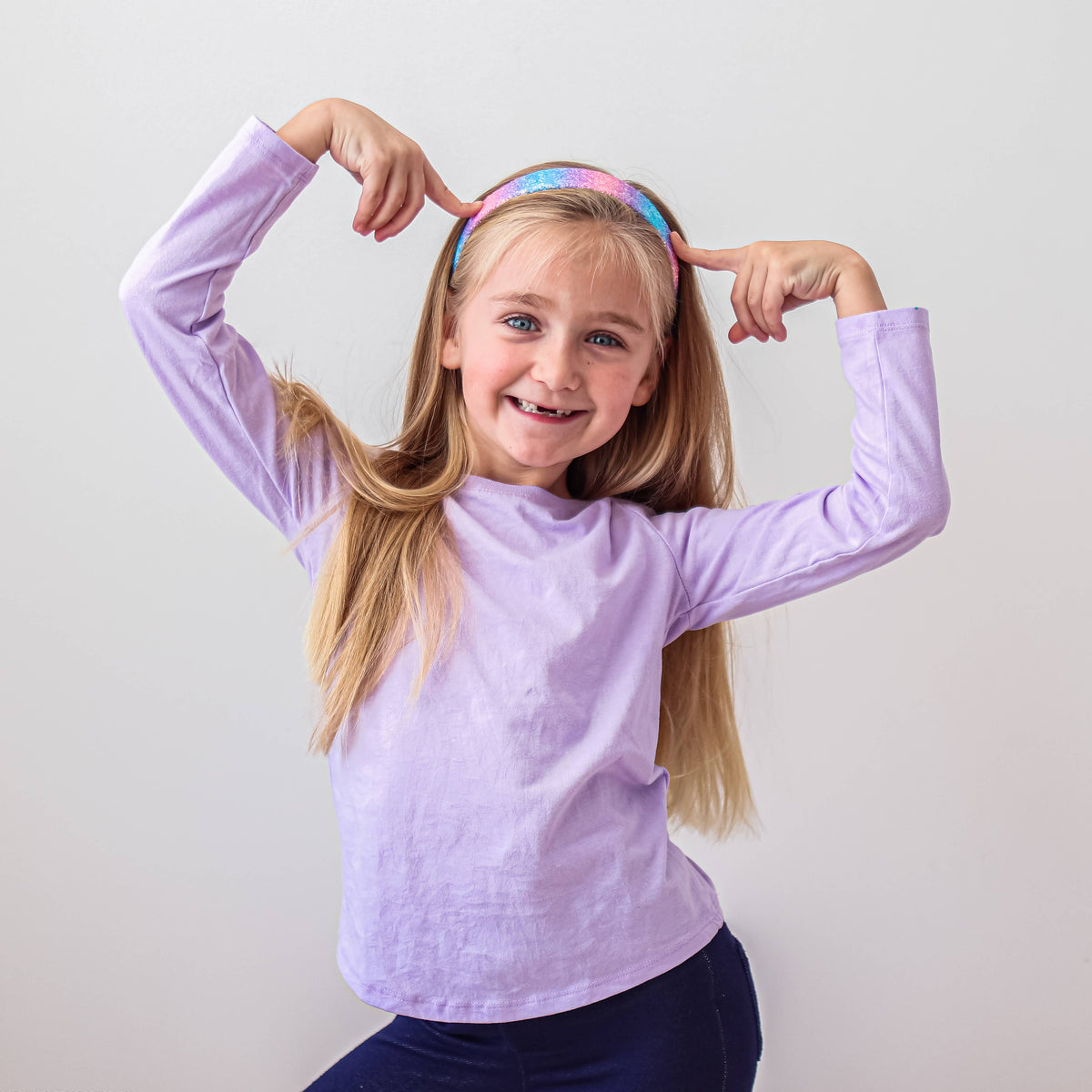 Kids Tapered Glitter Headband | Pink or Gold