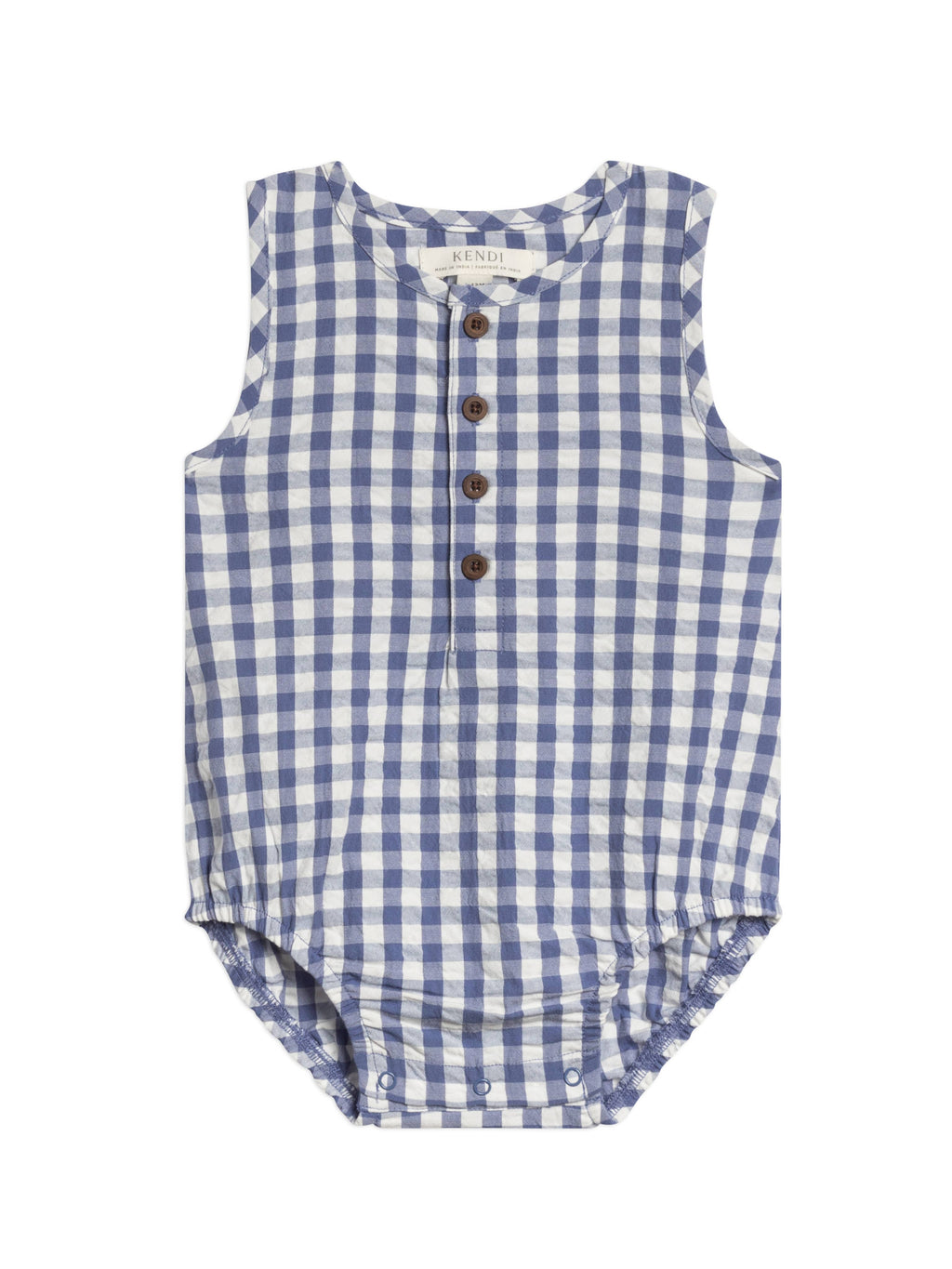 Organic Wren Gingham Bubble Romper
