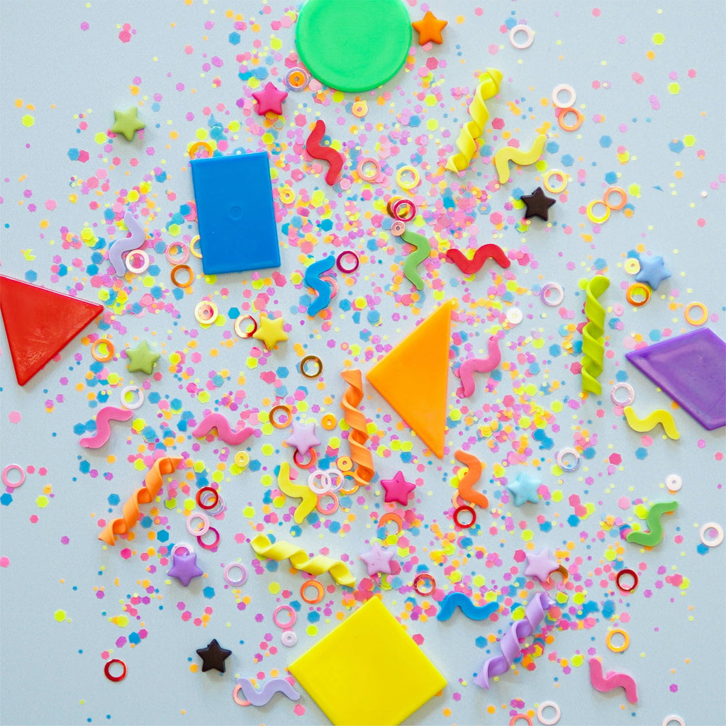colorful shape themed sensory fillers for sensory bins