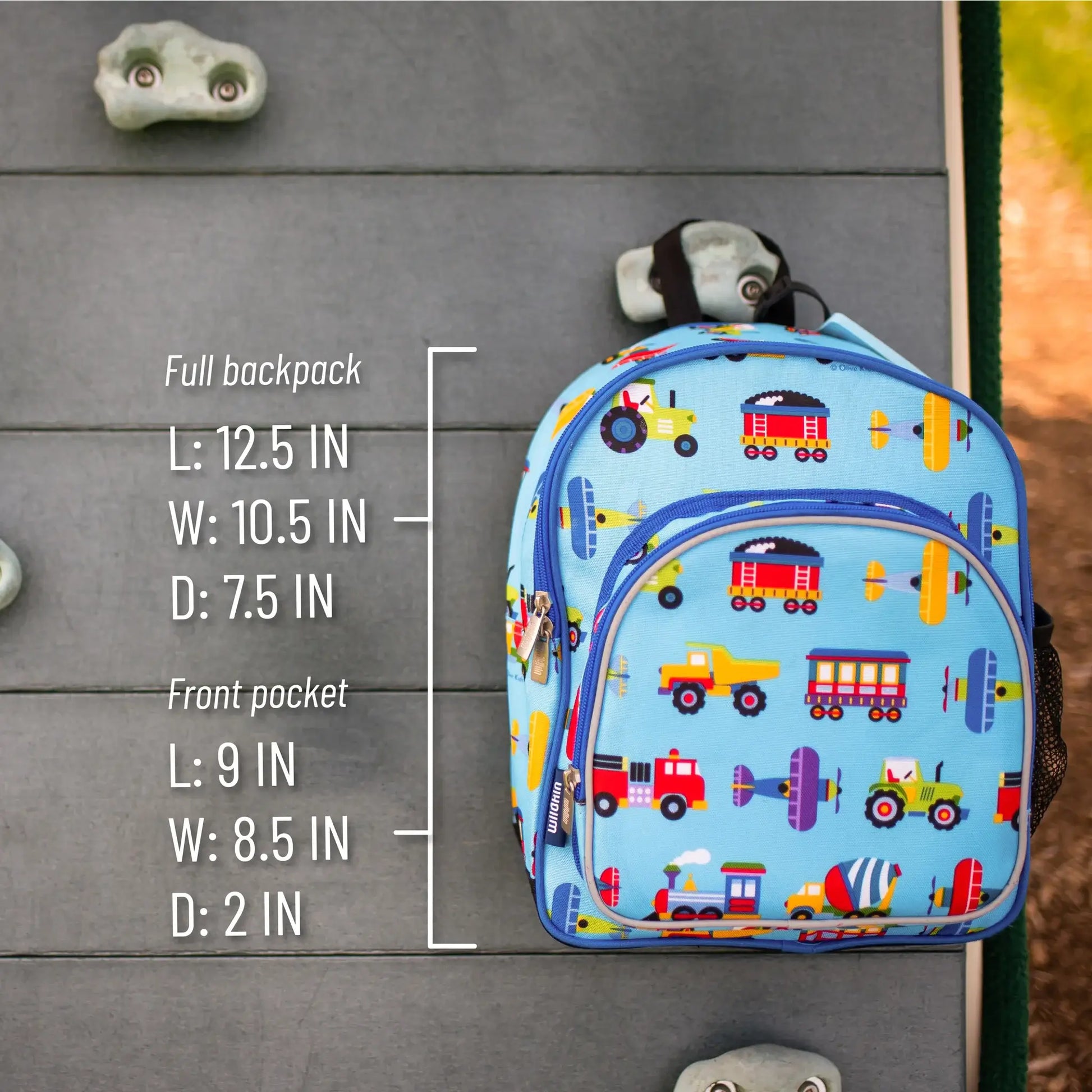 Trains Planes and Trucks Backpack - 12 Inch