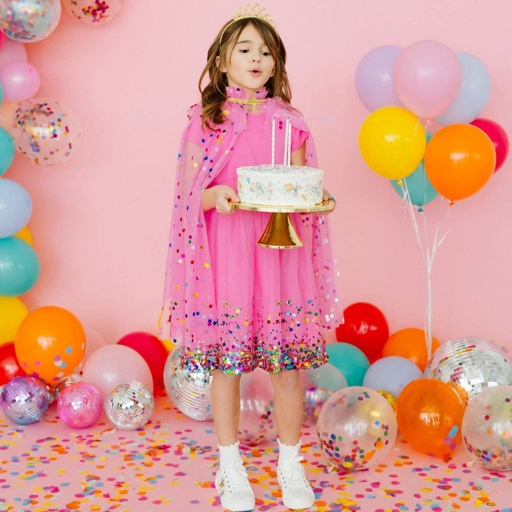 Raspberry Confetti Short Sleeve Tutu Dress - Kids Birthday