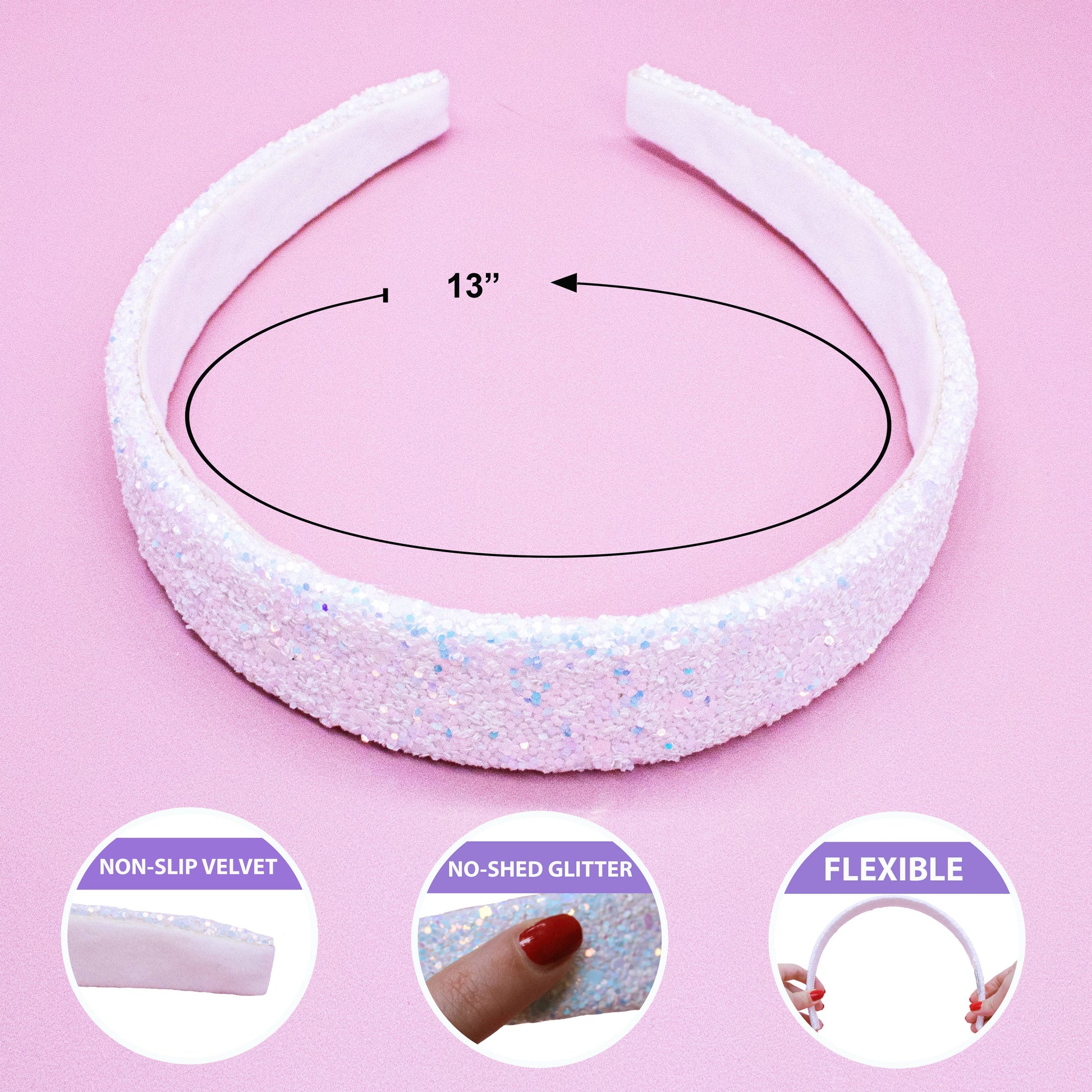 Kids Tapered Glitter Headband | Pink or Gold