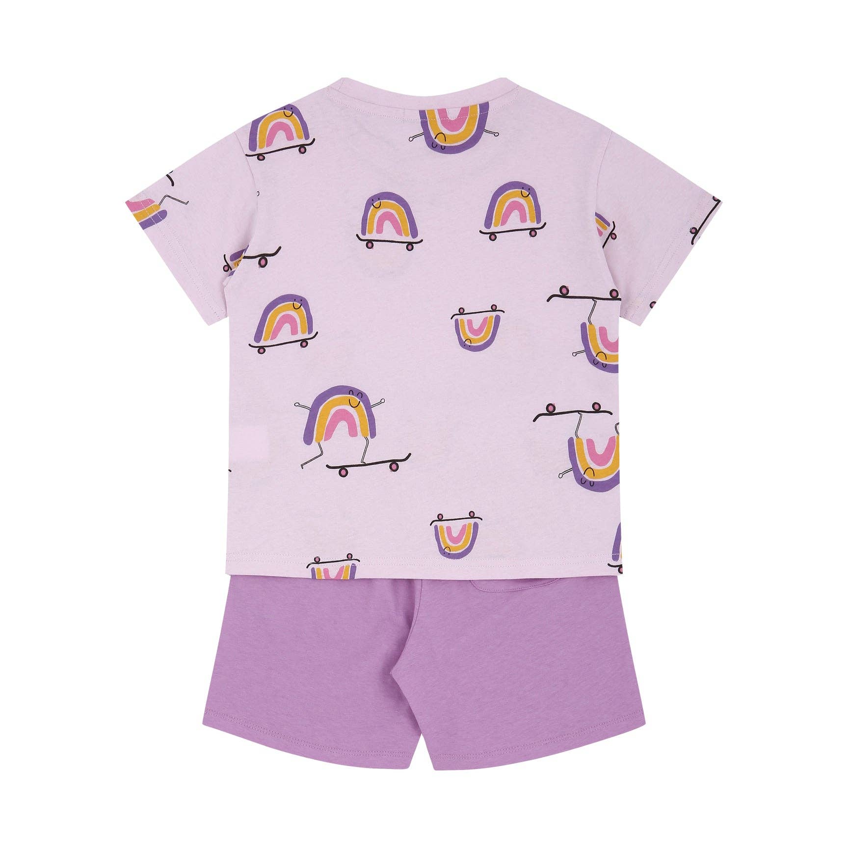 Rainbow Print T-Shirt & Solid Shorts Set