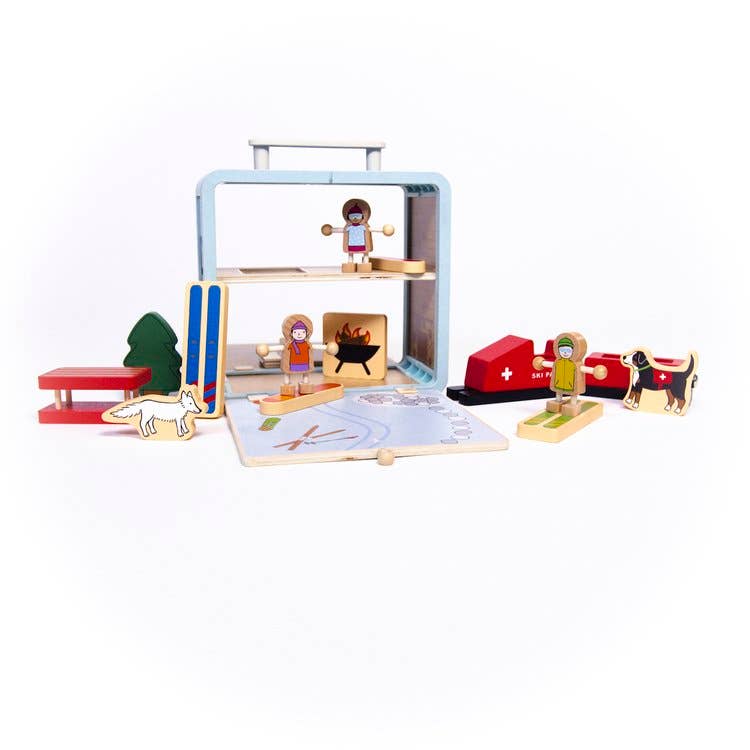 Swiss Ski Chalet Wooden Travel Toy – Jack Rabbit Suitcase Series
