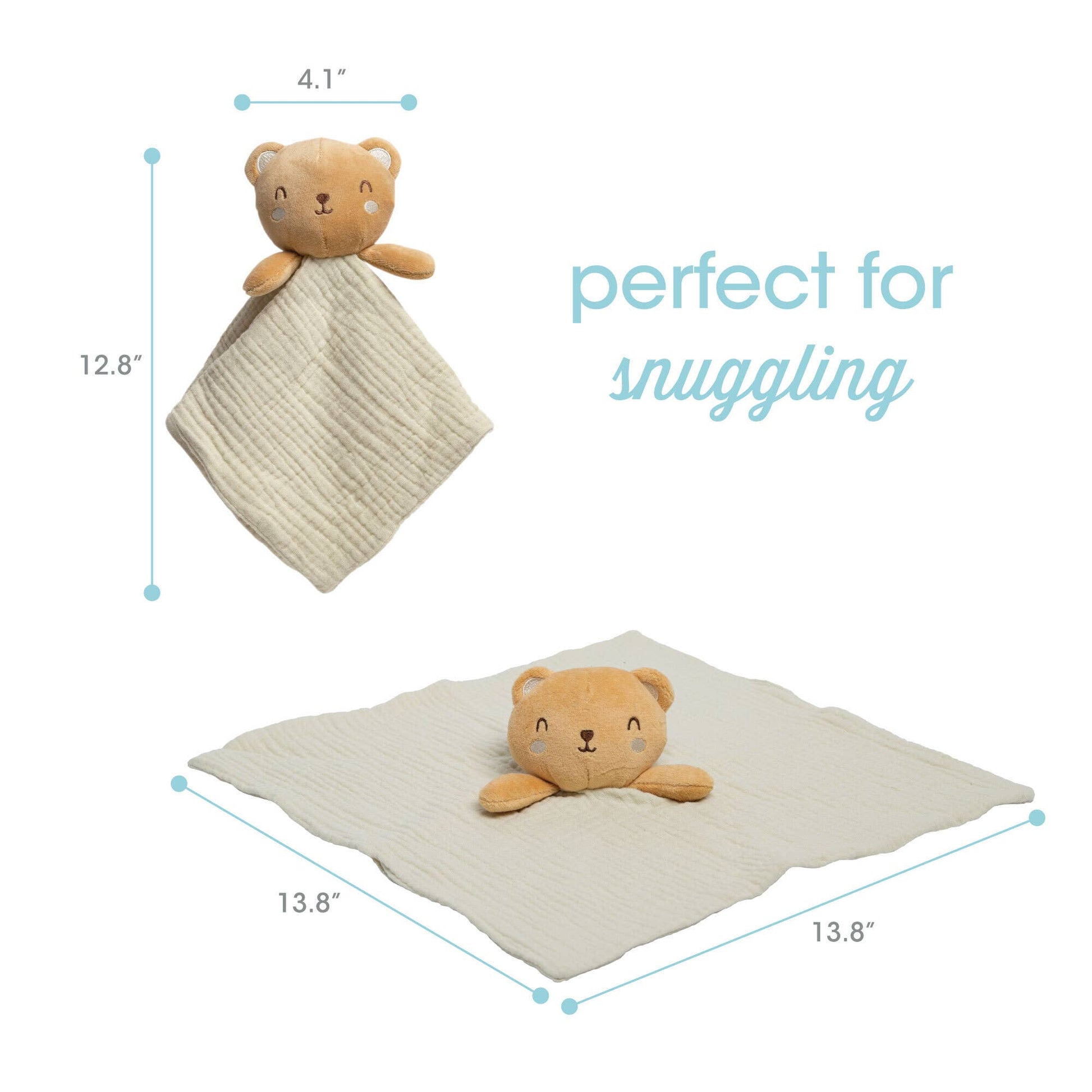 Bear Baby Lovey Snuggle Blanket, Organic Cotton Muslin