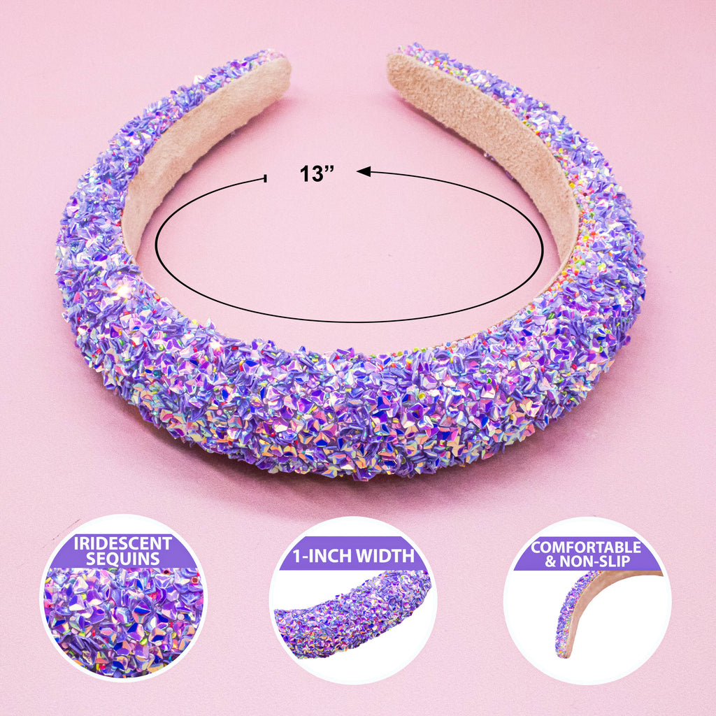 Kids Padded Chunky Sequin Headband | Blue or Multi-Color