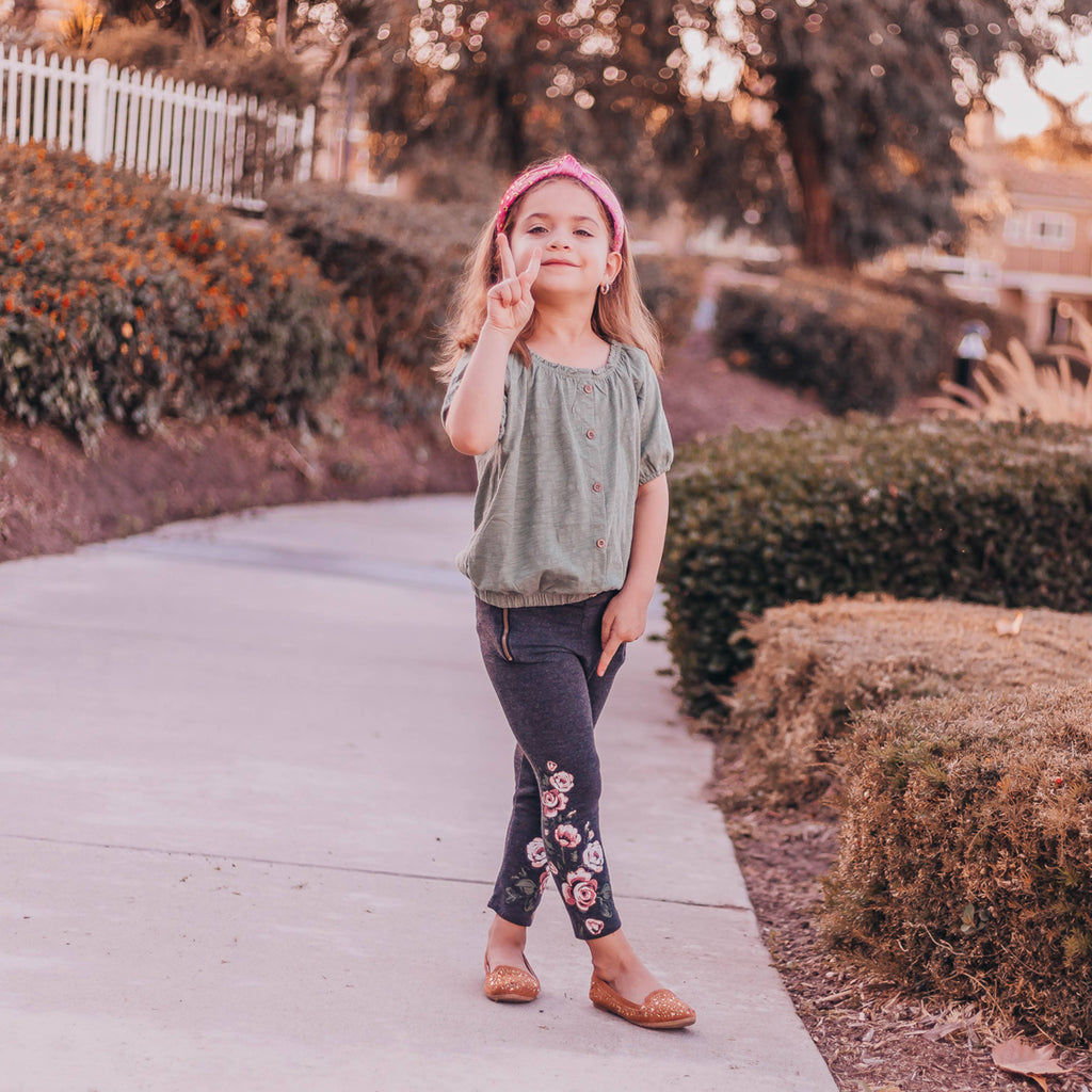 Kids Velvet Knot Headband | Pink with Gold Hearts