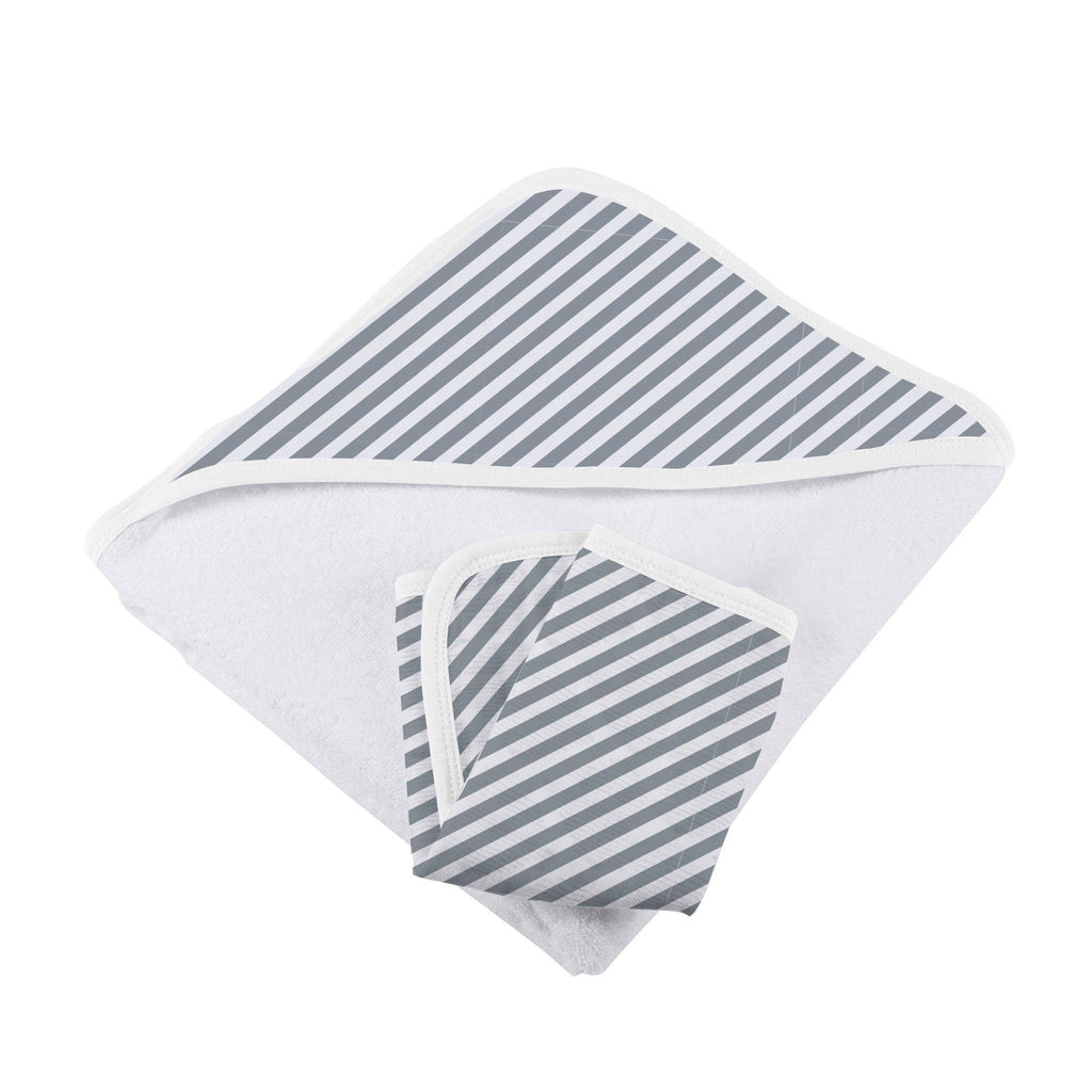 Finley Stripe Hooded Towel and Washcloth Set