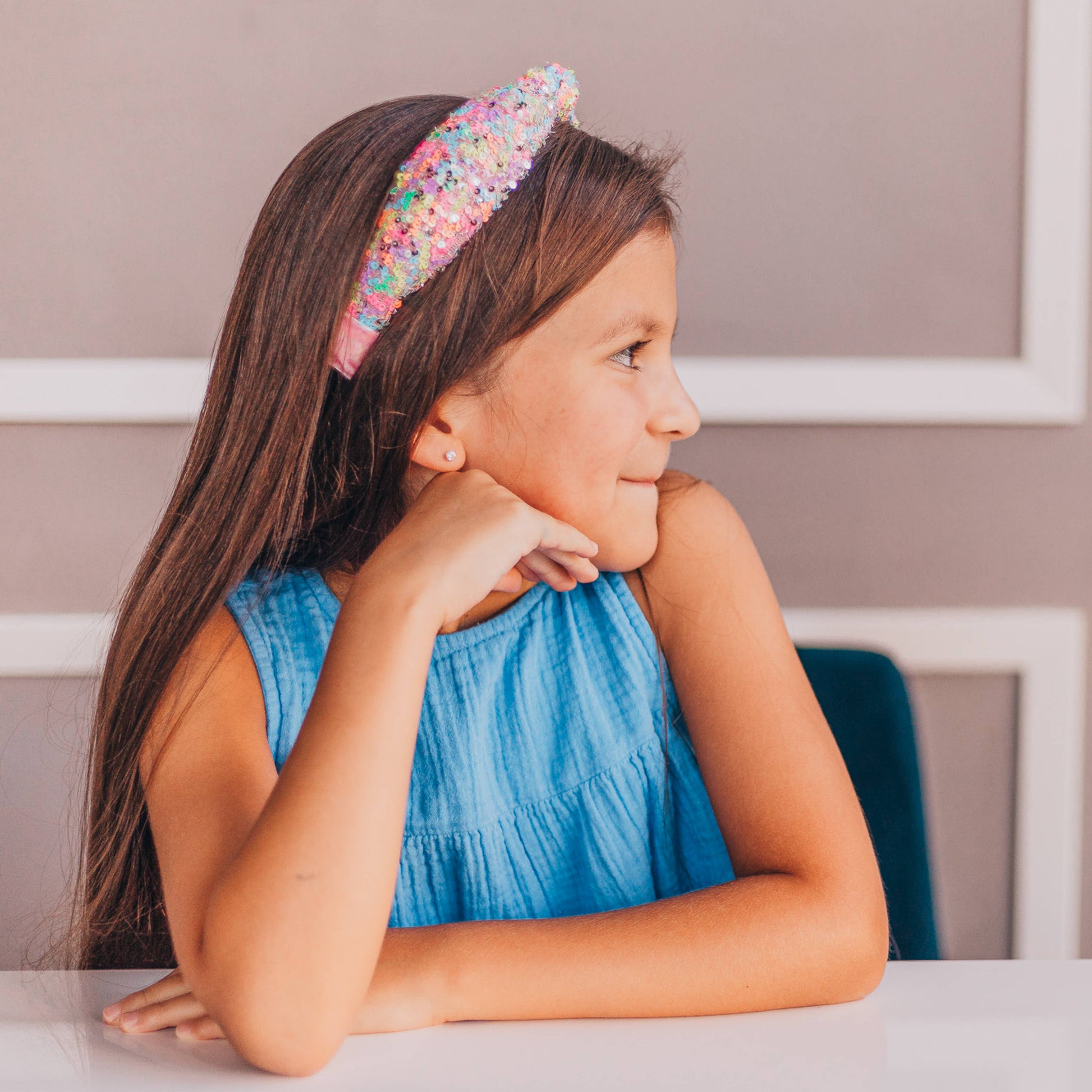 Kids Sequin Knot Headband | Purple or Rainbow