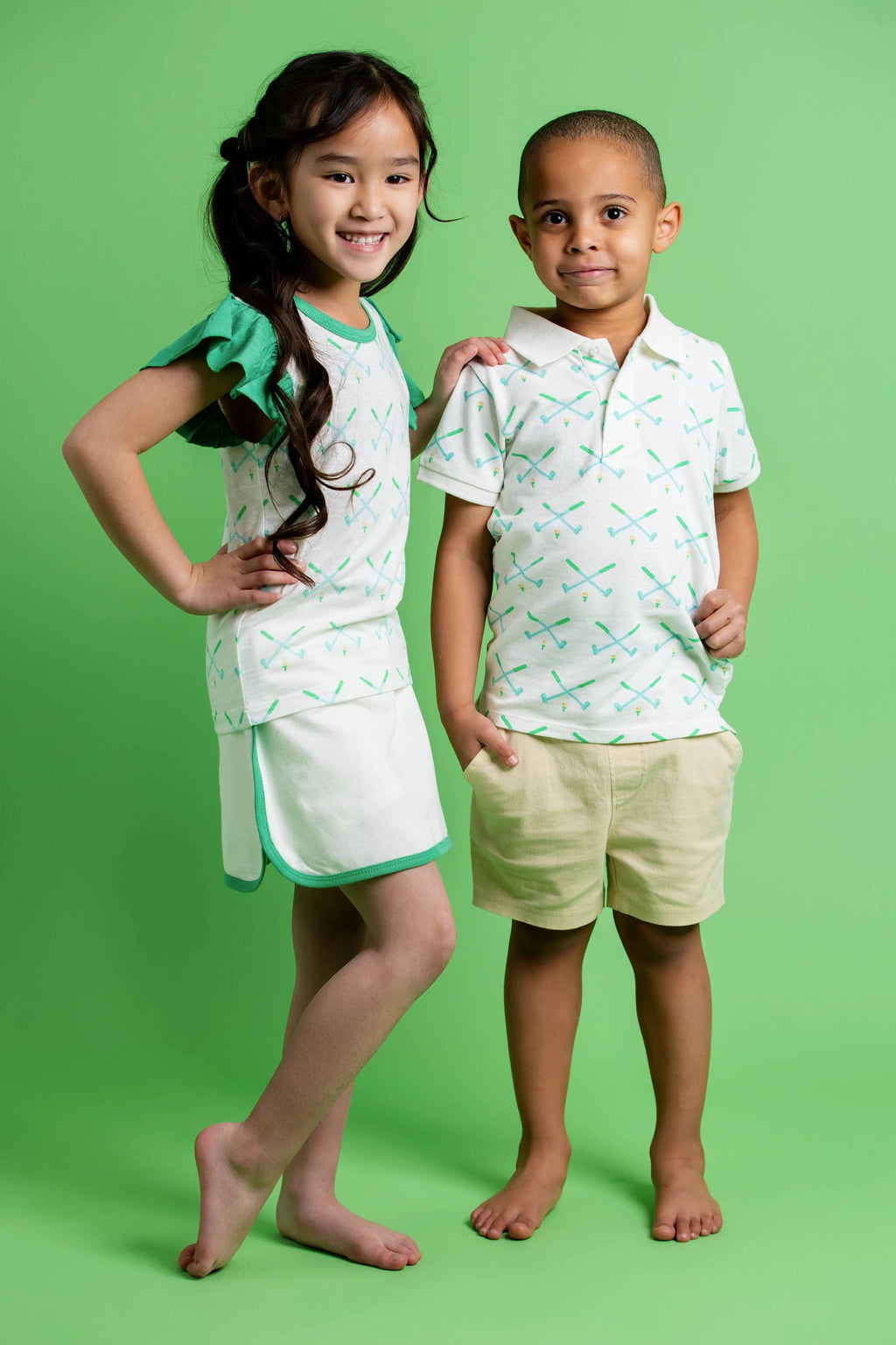 Kid + Baby Short Sleeve Polo + Twill Short Set_Golf Day