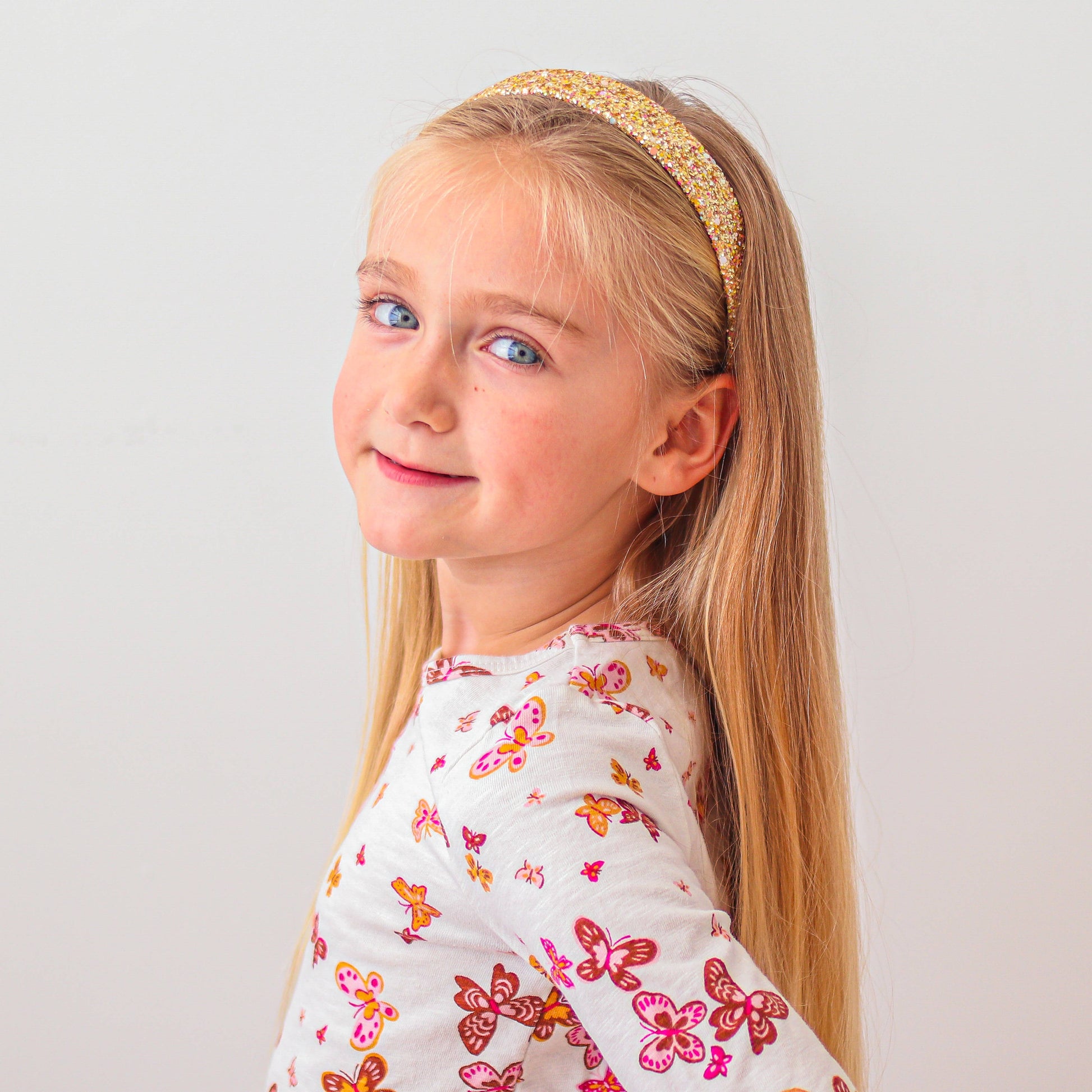 Kids Tapered Glitter Headband | Pink or Gold