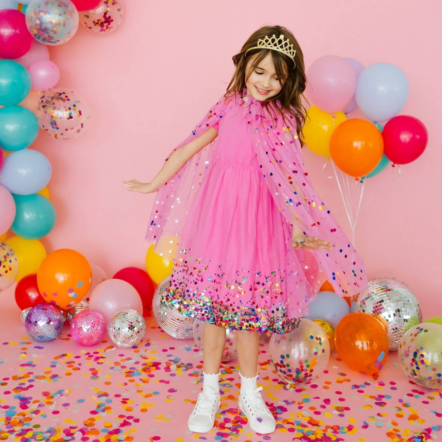 Raspberry Confetti Short Sleeve Tutu Dress - Kids Birthday