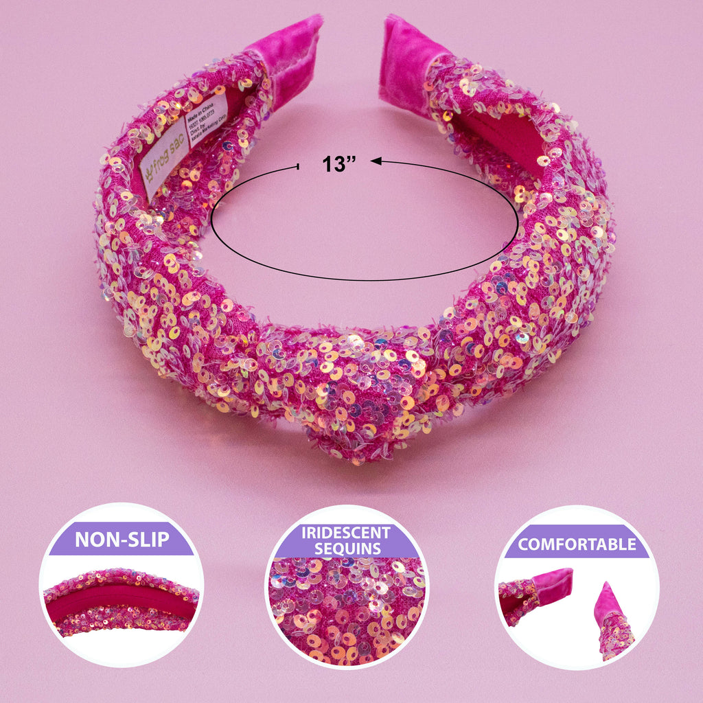 Kids Sequin Knot Headband | Purple or Rainbow