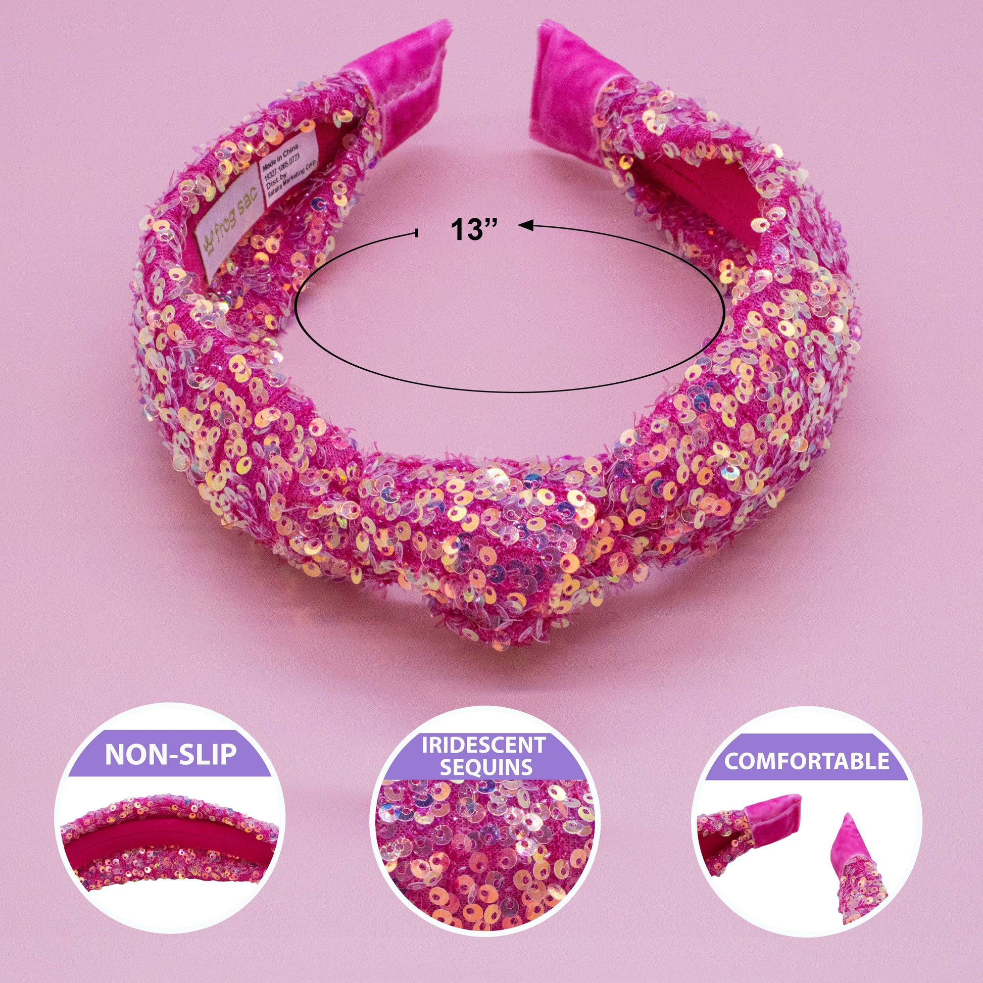 Kids Sequin Knot Headband | Purple or Rainbow