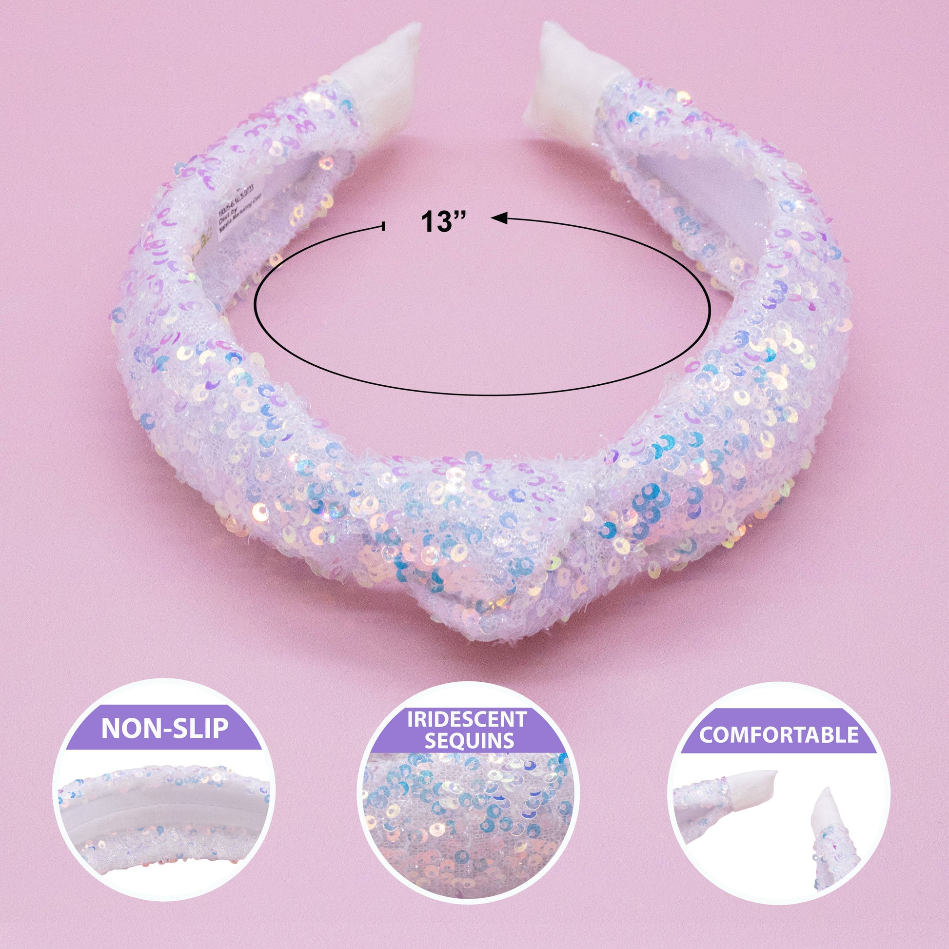 Kids Sequin Knot Headband | Purple or Rainbow