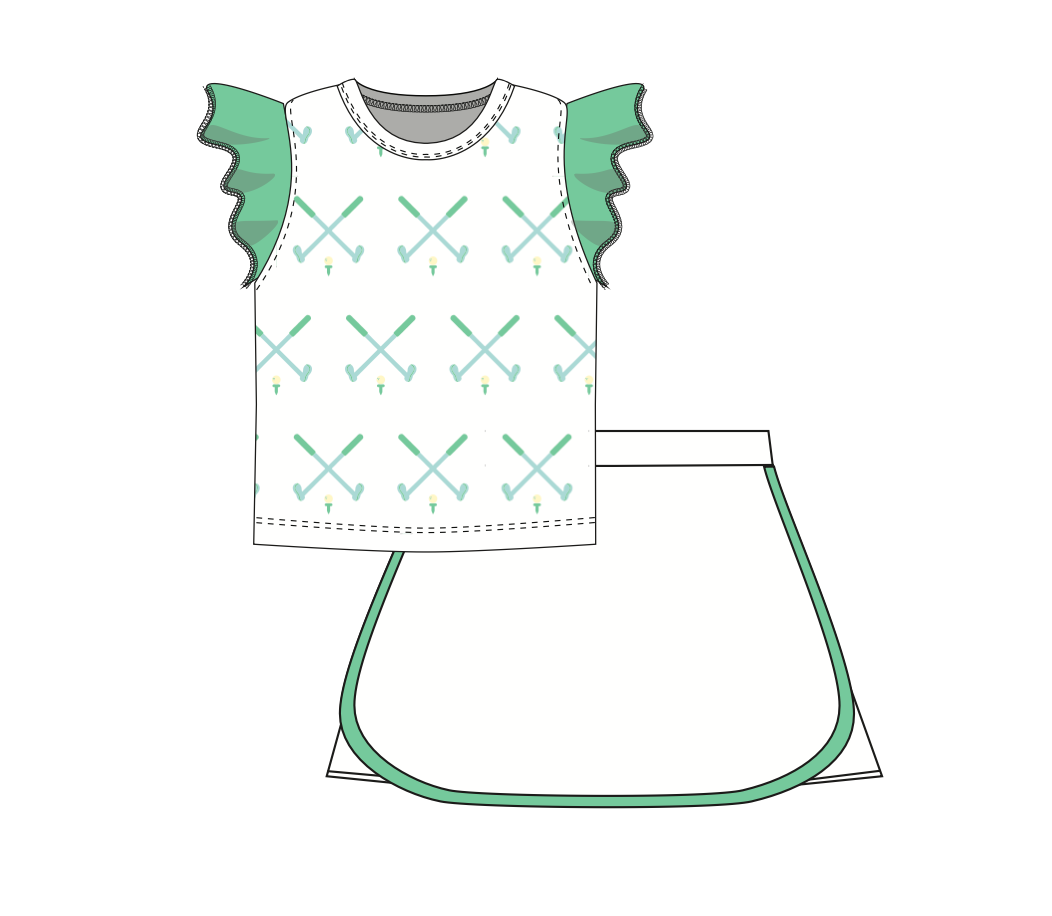 Ruffle Tee & Skort Set - Golf Day