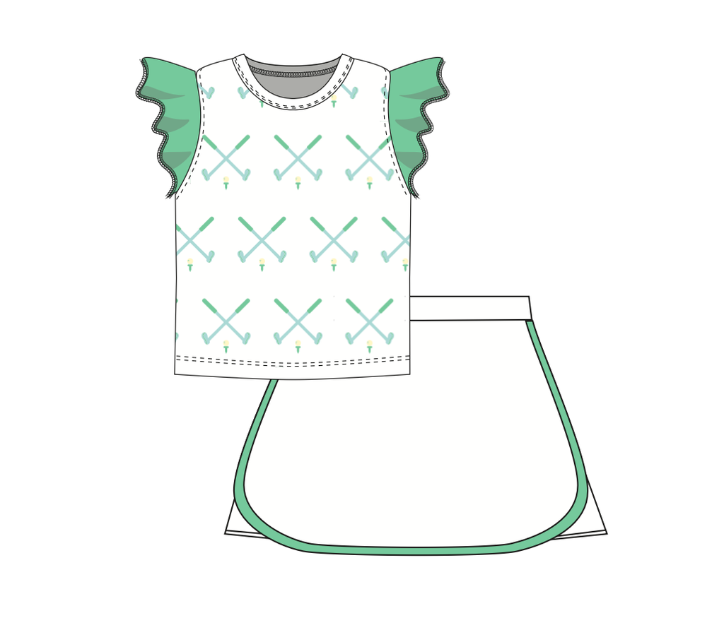 Ruffle Tee & Skort Set - Golf Day