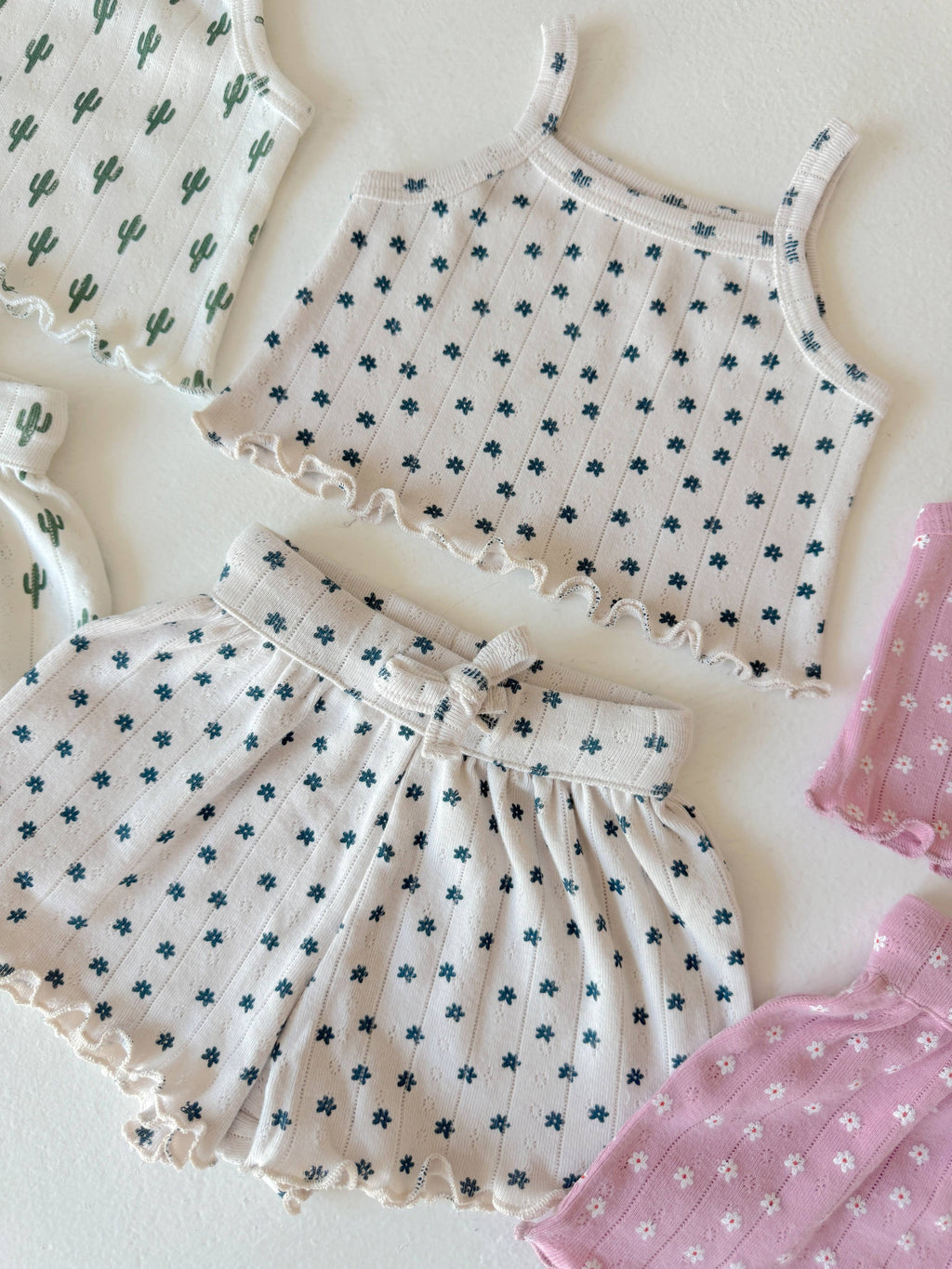 Blue Flower Organic Pointelle Summer Set