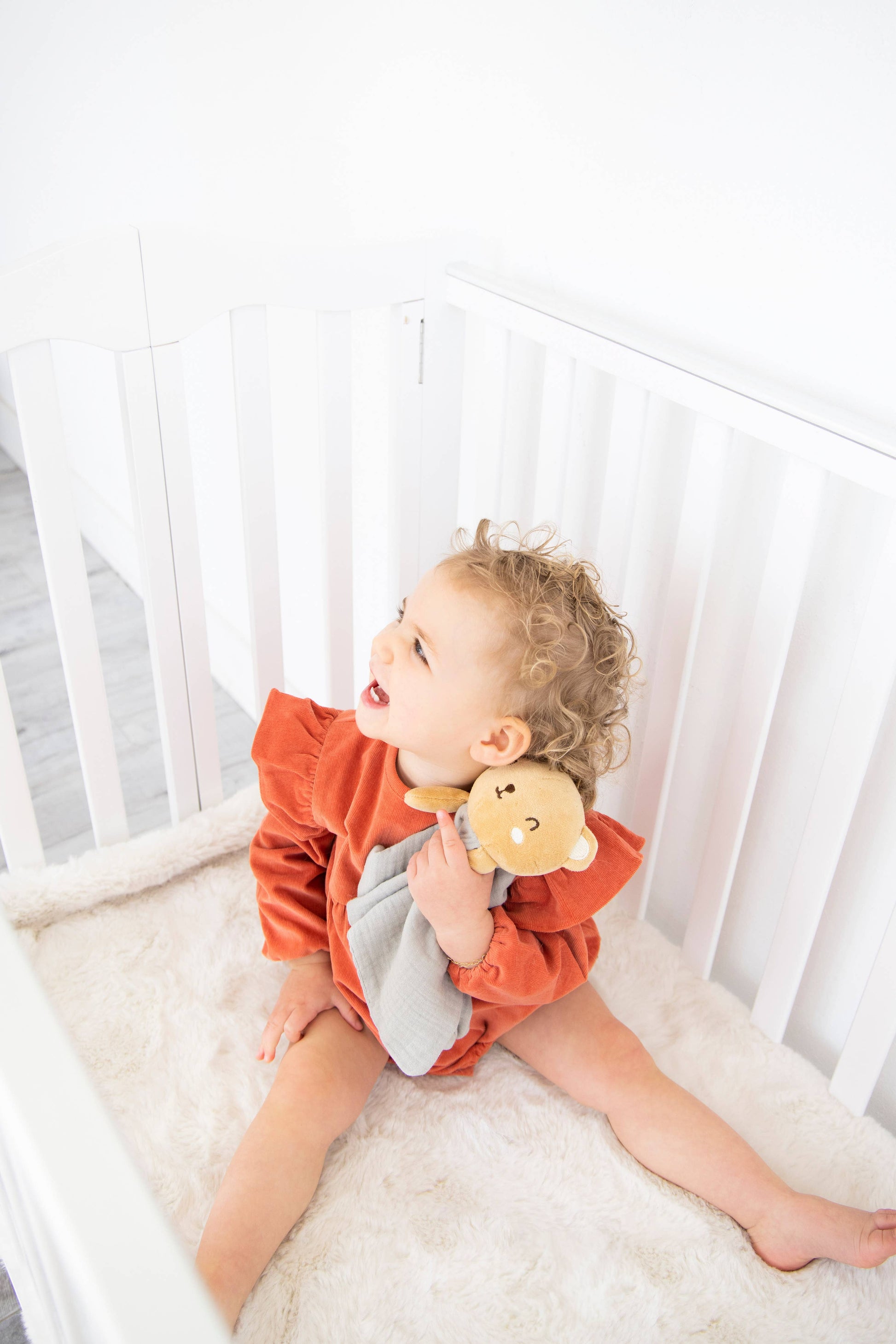 Bear Baby Lovey Snuggle Blanket, Organic Cotton Muslin