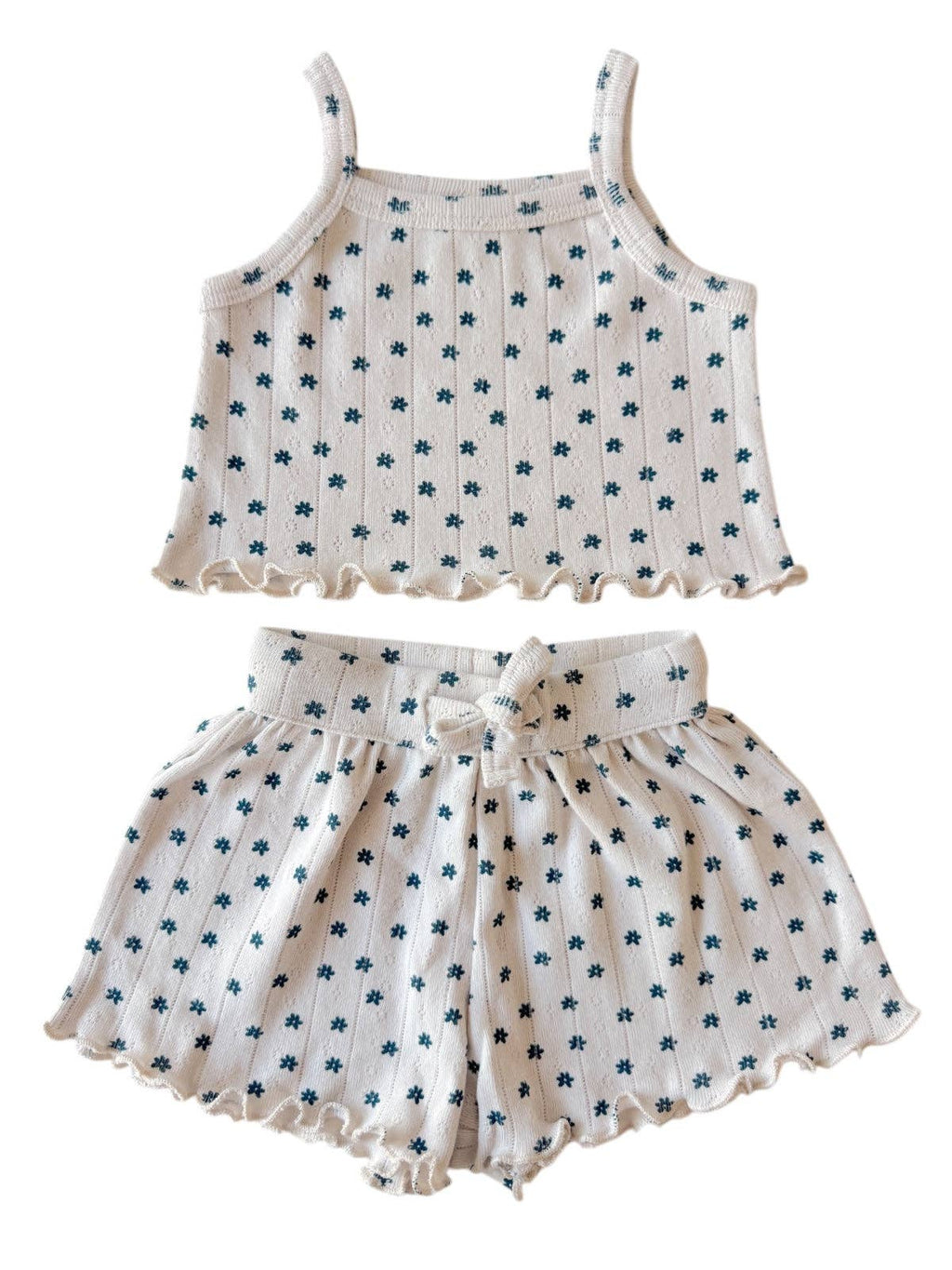 Blue Flower Organic Pointelle Summer Set