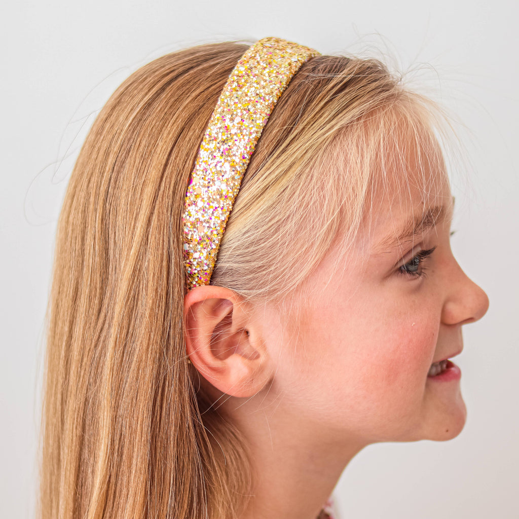 Kids Tapered Glitter Headband | Pink or Gold