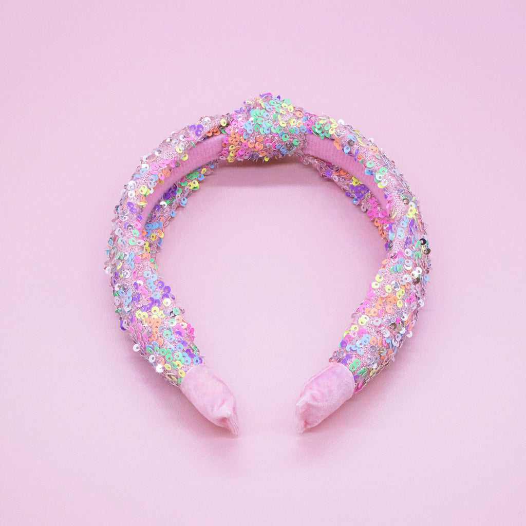 Kids Sequin Knot Headband | Purple or Rainbow