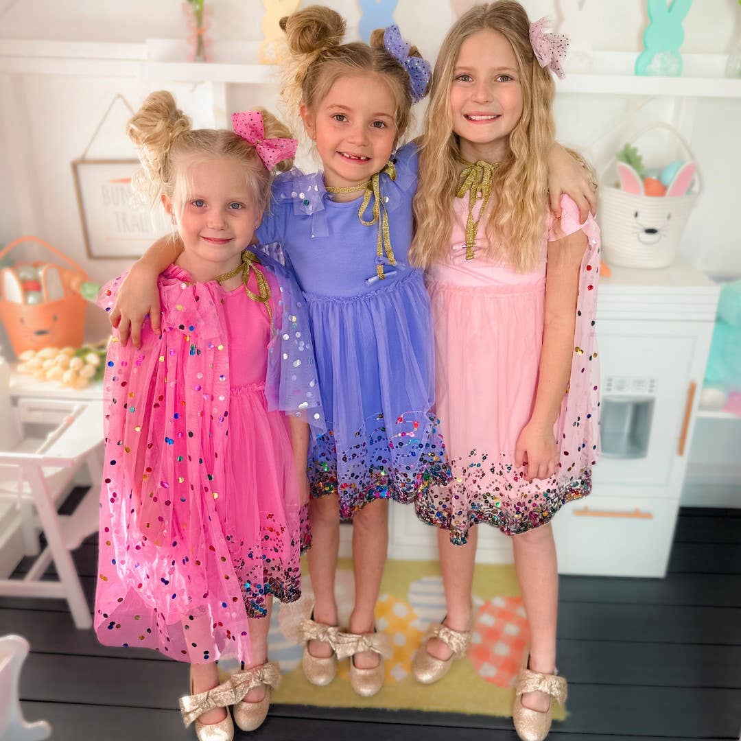 Lavender Confetti Short Sleeve Tutu Dress - Kids Birthday