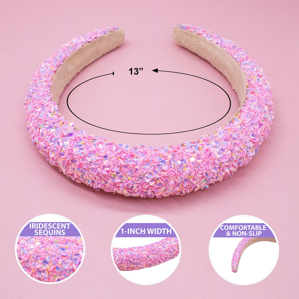 Kids Padded Chunky Sequin Headband | Blue or Multi-Color