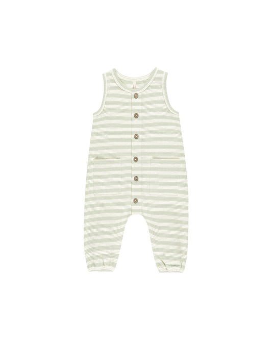 Waffle Jumpsuit - Mint Stripe