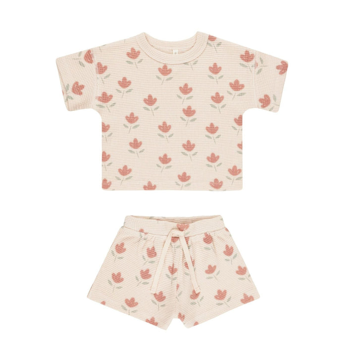 Waffle Tee + Short Set - Tulip